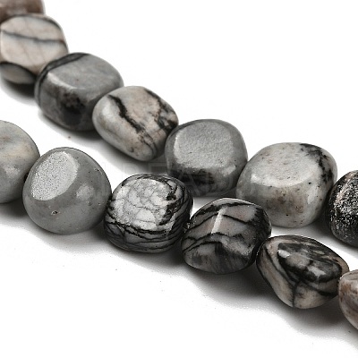 Natural Black Netstone Beads Strands G-P497-01E-73-1