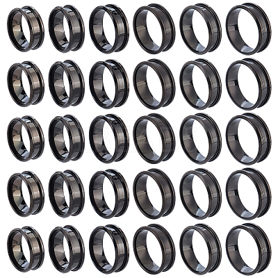 30Pcs 6 Styles 201 Stainless Steel Grooved Finger Ring Settings STAS-ME0003-12EB-1