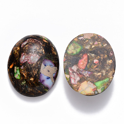 Assembled Synthetic Imperial Jasper and Bronzite  Cabochons G-R457-01A-1