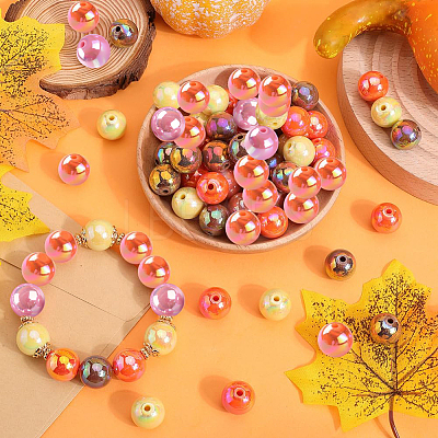 Thanksgiving Day Theme 100Pcs 5 Colors Opaque Acrylic Beads MACR-SP0001-01B-06-1