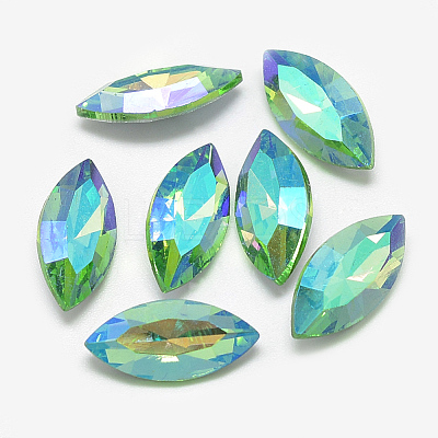 Pointed Back Glass Rhinestone Cabochons RGLA-T020-7x15mm-06-1