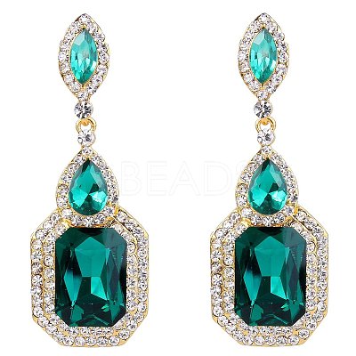 Brass Rhinestone Dangle Stud Earrings FS-WG9D6B6-04-1