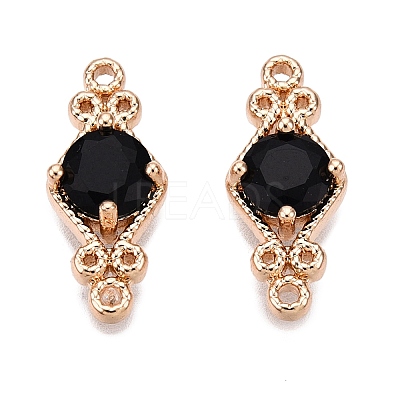 Brass Pave Faceted Glass Connector Charms FIND-T070-03B-1