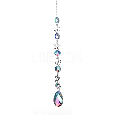 AB Color Plated Crystal Teardrop Big Pendant Decorations HJEW-G019-03B-1