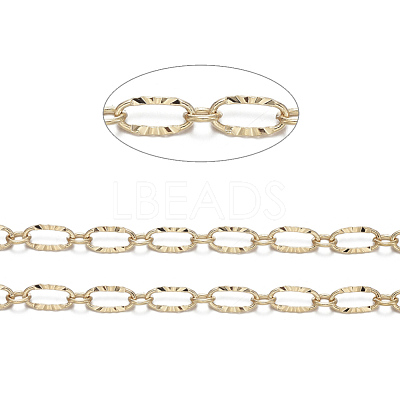 Brass Textured Oval Link Chains CHC-S004-07G-1