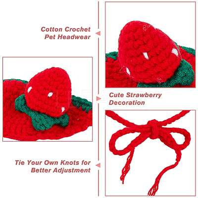 Cotton Crochet Pet Headwear Costume AJEW-WH0258-807-1