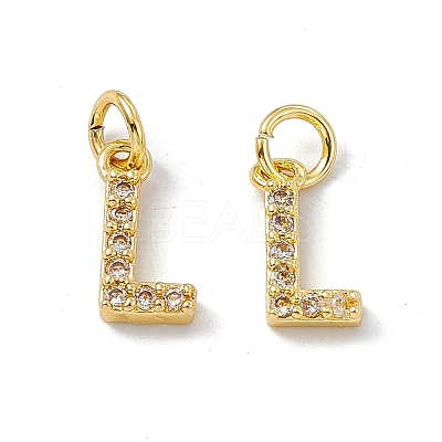 Real 18K Gold Plated Brass Micro Pave Clear Cubic Zirconia Charms KK-E068-VB452-L-1