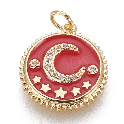 Brass Micro Pave Cubic Zirconia Pendants KK-O113-04G-B-1
