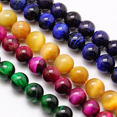 Natural Tiger Eye Beads Strands G-G544-8mm-M-1