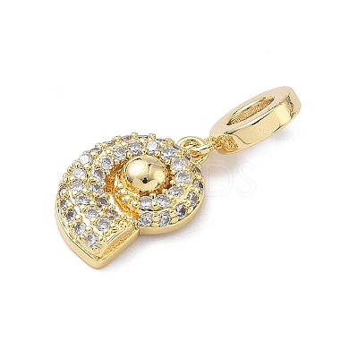Brass Micro Pave Clear Cubic Zirconia Sea Animals European Dangle Charms KK-Z143-02G-02-1