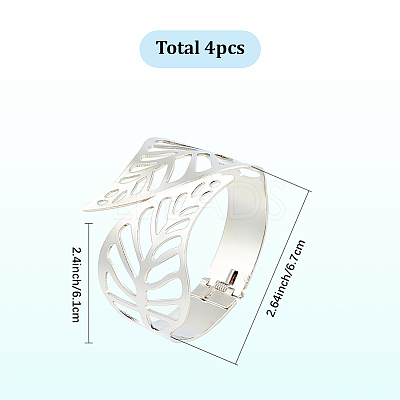 4Pcs Leaf Iron Cuff Bangles BJEW-SP0001-15P-1