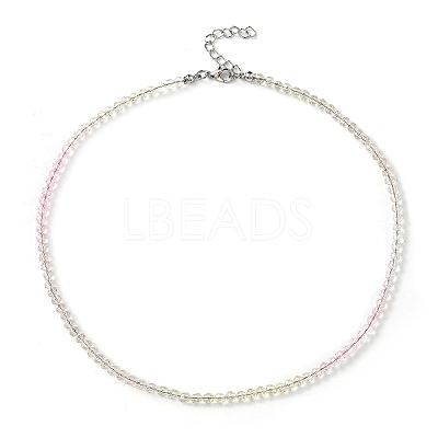 Bling Glass Round Beaded Necklace for Women NJEW-PH01490-01-1