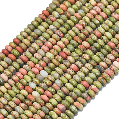 Natural Unakite Beads Strands G-P575-A12-4x2mm-01-1