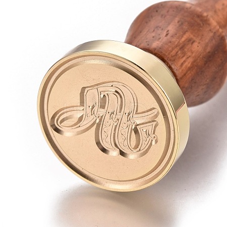 Brass Retro Initials Wax Sealing Stamp AJEW-F046-03S-1