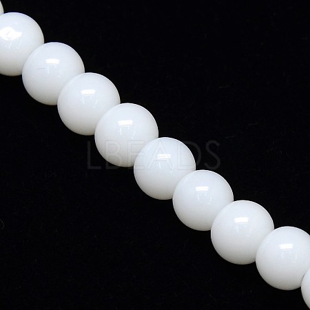 Opaque Solid Color Crystal Glass Round Beads Strands X-GLAA-F037-6mm-F04-1