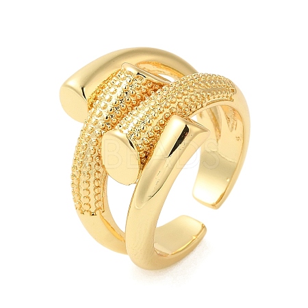 Brass Bypass Open Cuff Rings for Women RJEW-A046-13G-1