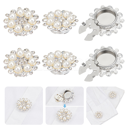 Flower Alloy Rhinestone Cufflinks HJEW-NB00200-1