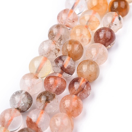 Natural Hematoid Quartz/Ferruginous Quartz Beads Strands G-F673-03-8mm-1