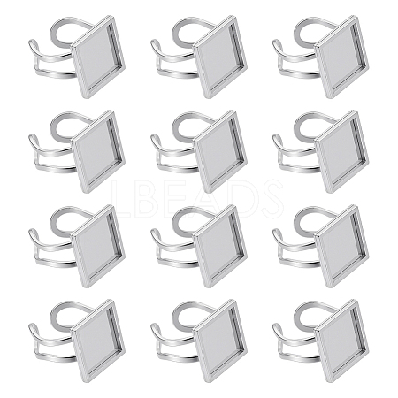 12Pcs 201 Stainless Steel Cuff Pad Ring Settings STAS-BC0004-09B-1