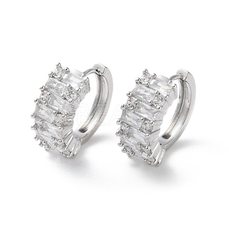 Rack Plating Brass Clear Cubic Zirconia Hoop Earrings EJEW-S241-07P-1