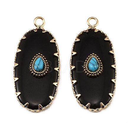 Natural Obsidian & Synthetic Turquoise Carved Pendants GG-CBA5963-02G-1