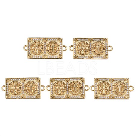 5Pcs Brass Micro Pave Clear Cubic Zirconia Connector Charms ZIRC-SZ0004-50B-1