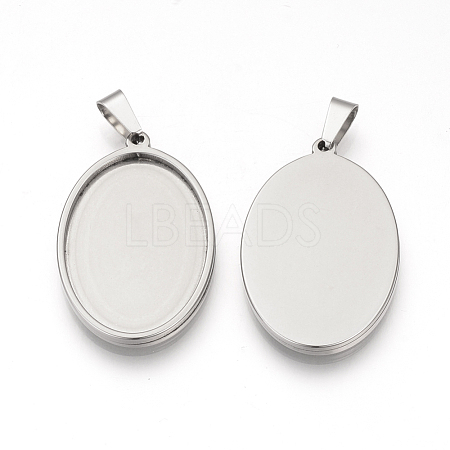 Tarnish Resistant 201 Stainless Steel Pendant Cabochon Settings STAS-S073-08P-1