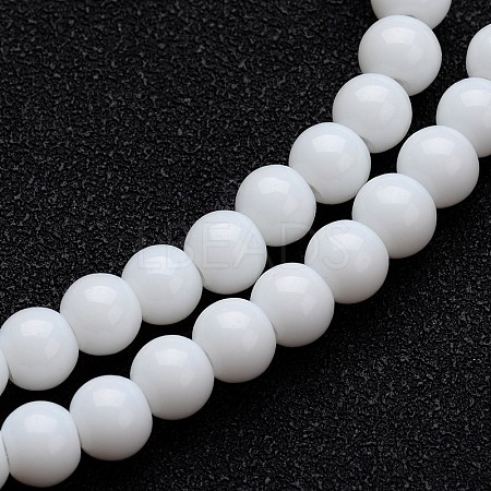 Opaque Color Glass Round Bead Strands X-GLAA-I026-6mm-02-1