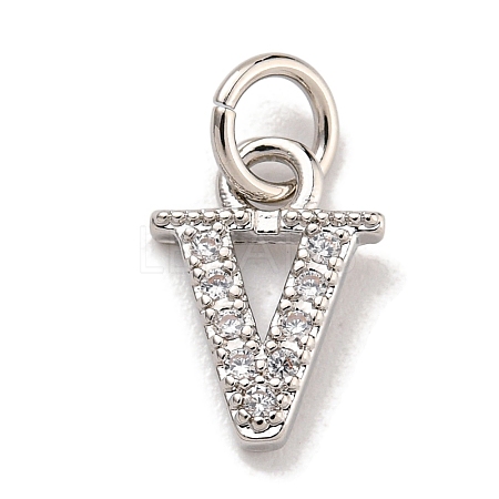 Initial Letter Brass with Cubic Zirconia Charms KK-Q814-26V-P-1