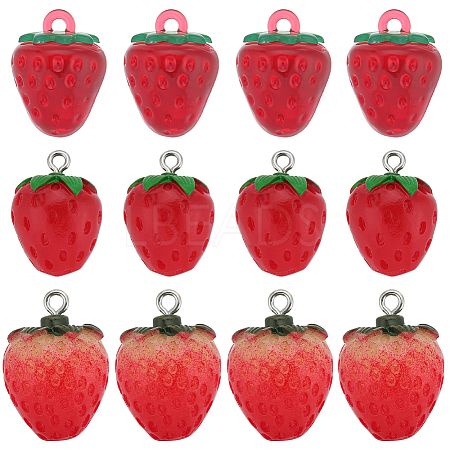 SUNNYCLUE 24Pcs 3 Styles Opaque & Transparent Resin Imitation Fruit Pendants RESI-SC0002-99-1