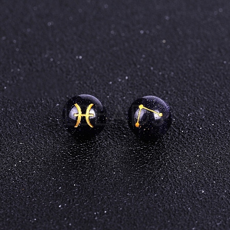 Synthetic Blue Goldstone Carved Constellation Beads PW-WG92554-12-1