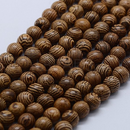 Natural Wenge Wood Beads Strands X-WOOD-F006-02-8mm-1