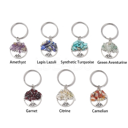 7Pcs 7 Styles Gemstone Keychains KEYC-JKC00770-1