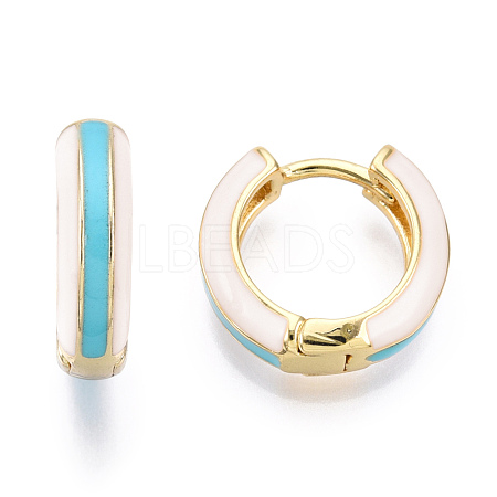Brass Huggie Hoop Earrings EJEW-S209-07C-1