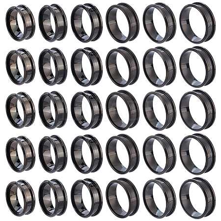 30Pcs 6 Styles 201 Stainless Steel Grooved Finger Ring Settings STAS-ME0003-12EB-1