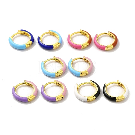 Classic Enamel Hoop Earrings EJEW-H091-03G-1