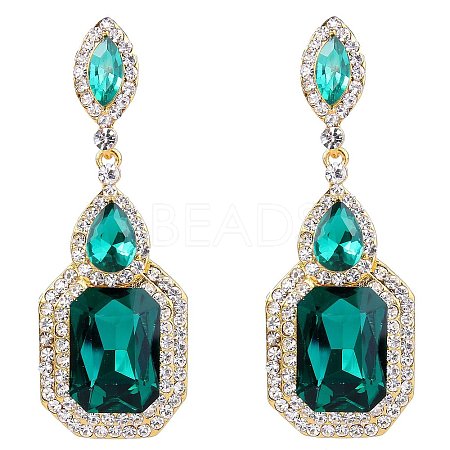 Brass Rhinestone Dangle Stud Earrings FS-WG9D6B6-04-1