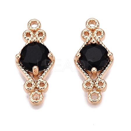 Brass Pave Faceted Glass Connector Charms FIND-T070-03B-1