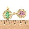 Brass Pendants Micro Pave Cubic Zirconia with Synthetic Opal KK-K356-01G-3