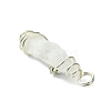 2Pcs Electroplated Natural Quartz Crystal Dyed Copper Wire Wrapped Pendants PALLOY-JF03163-02-5