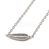 304 Stainless Steel Feather Pendant Necklaces & Bracelets & Stud Earrings Sets for Women SJEW-C004-10P-2