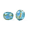 Flower Printed Transparent Acrylic Rondelle Beads TACR-S160-01-B02-3