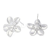 Brass Pave Clear Cubic Zirconia Stud Earring Findings KK-F875-05P-2