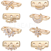 12Pcs 4 Styles Brass Micro Pave Clear Cubic Zirconia Spacer Bars KK-BBC0018-95-6