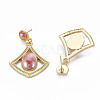 Rhombus with Porcelain Rack Plating Alloy Dangle Stud Earrings EJEW-S211-003-RS-3