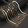 10Pcs Beach Style Alloy & Synthetic Turquoise & Resin Link Anklets WGF01BA-01-3