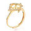 Rhombus Brass Micro Pave Clear Cubic Zirconia Cup Peg Ring Settings KK-T076-10G-1