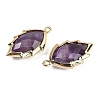 Natural Amethyst Faceted Leaf Pendants G-I375-04G-11-2