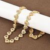 Brass Pave Pink Cubic Zirconia Heart Tennis Necklaces KK-CBA4547-17B-G-3