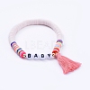 Handmade Polymer Clay Heishi Beads Stretch Bracelets BJEW-JB05086-01-1